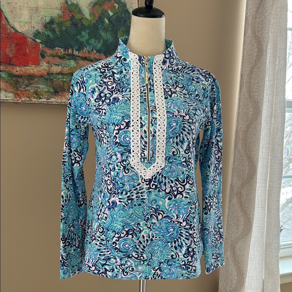 Lilly Pulitzer Turquoise and White Popover